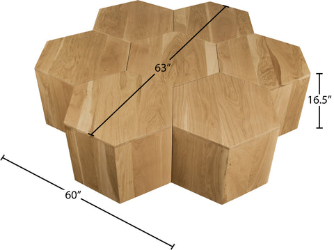 Quinn Natural Oak Wood Coffee Table, 7-Piece