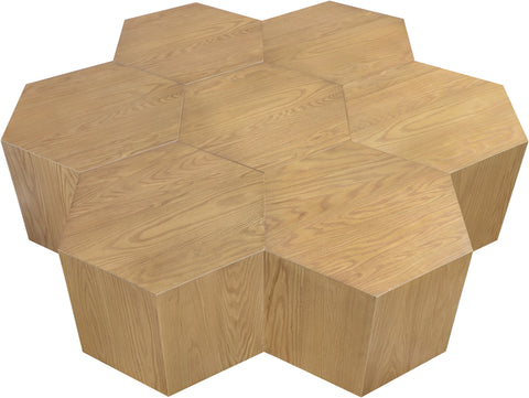 Quinn Natural Oak Wood Coffee Table, 7-Piece