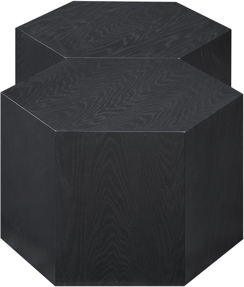Quinn Black Oak Wood Coffee Table, 2-Piece