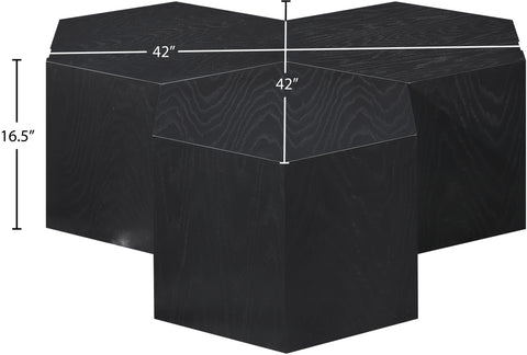 Quinn Black Oak Wood Coffee Table, 3-Piece