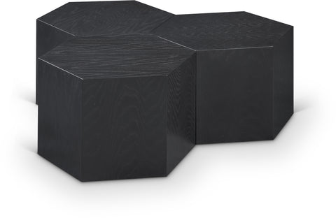 Quinn Black Oak Wood Coffee Table, 3-Piece