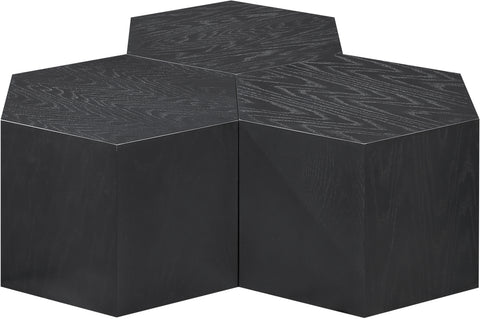 Quinn Black Oak Wood Coffee Table, 3-Piece