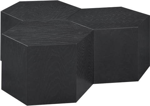 Quinn Black Oak Wood Coffee Table, 3-Piece