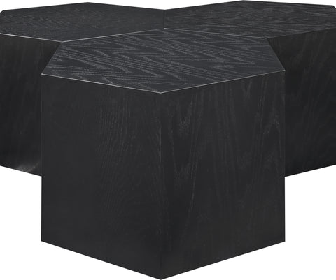 Quinn Black Oak Wood Coffee Table, 3-Piece