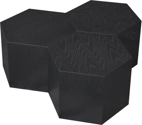Quinn Black Oak Wood Coffee Table, 3-Piece