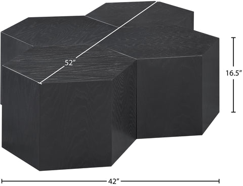 Quinn Black Oak Wood Coffee Table, 4-Piece