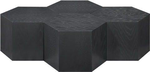 Quinn Black Oak Wood Coffee Table, 4-Piece