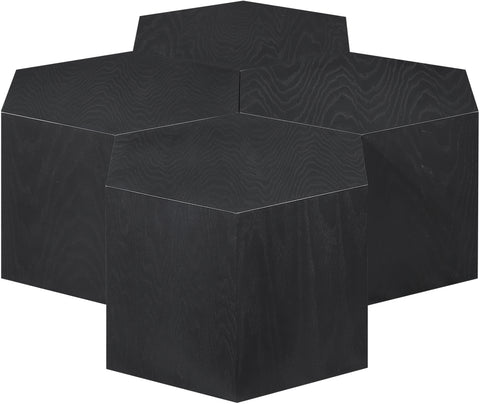 Quinn Black Oak Wood Coffee Table, 4-Piece