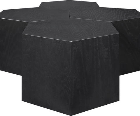Quinn Black Oak Wood Coffee Table, 4-Piece