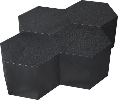 Quinn Black Oak Wood Coffee Table, 4-Piece