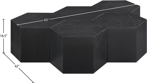 Quinn Black Oak Wood Coffee Table, 5-Piece