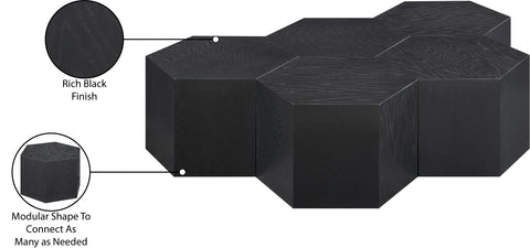 Quinn Black Oak Wood Coffee Table, 5-Piece