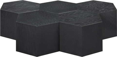 Quinn Black Oak Wood Coffee Table, 5-Piece