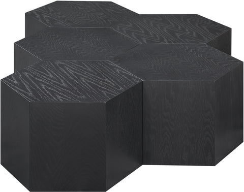 Quinn Black Oak Wood Coffee Table, 5-Piece