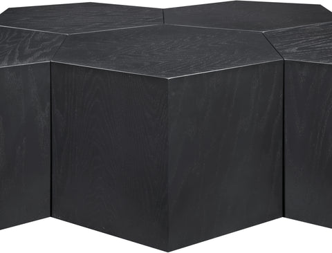 Quinn Black Oak Wood Coffee Table, 5-Piece