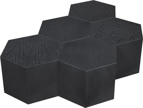 Quinn Black Oak Wood Coffee Table, 5-Piece