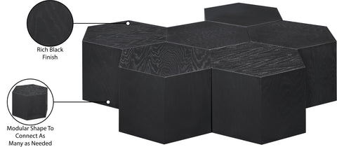 Quinn Black Oak Wood Coffee Table, 7-Piece