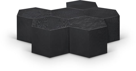 Quinn Black Oak Wood Coffee Table, 7-Piece