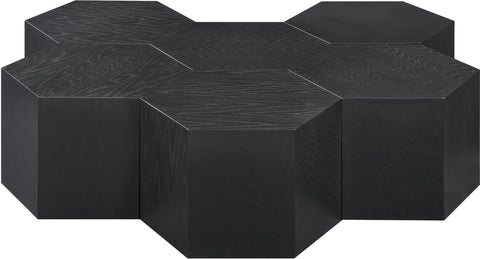 Quinn Black Oak Wood Coffee Table, 7-Piece