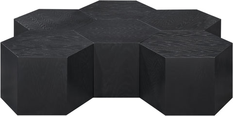 Quinn Black Oak Wood Coffee Table, 7-Piece