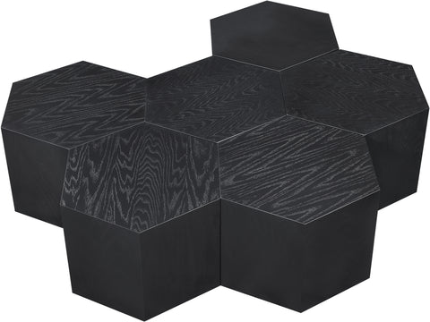 Quinn Black Oak Wood Coffee Table, 7-Piece