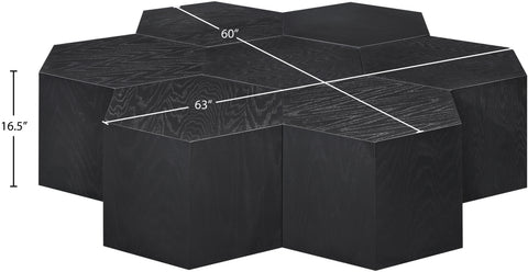Quinn Black Oak Wood Coffee Table, 1 Piece