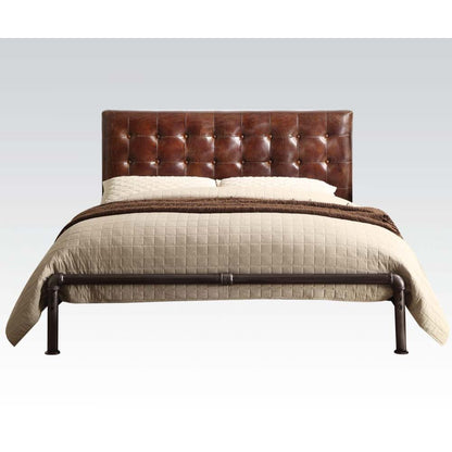 Arcadia Queen Bed, Vintage Brown Top Grain Leather