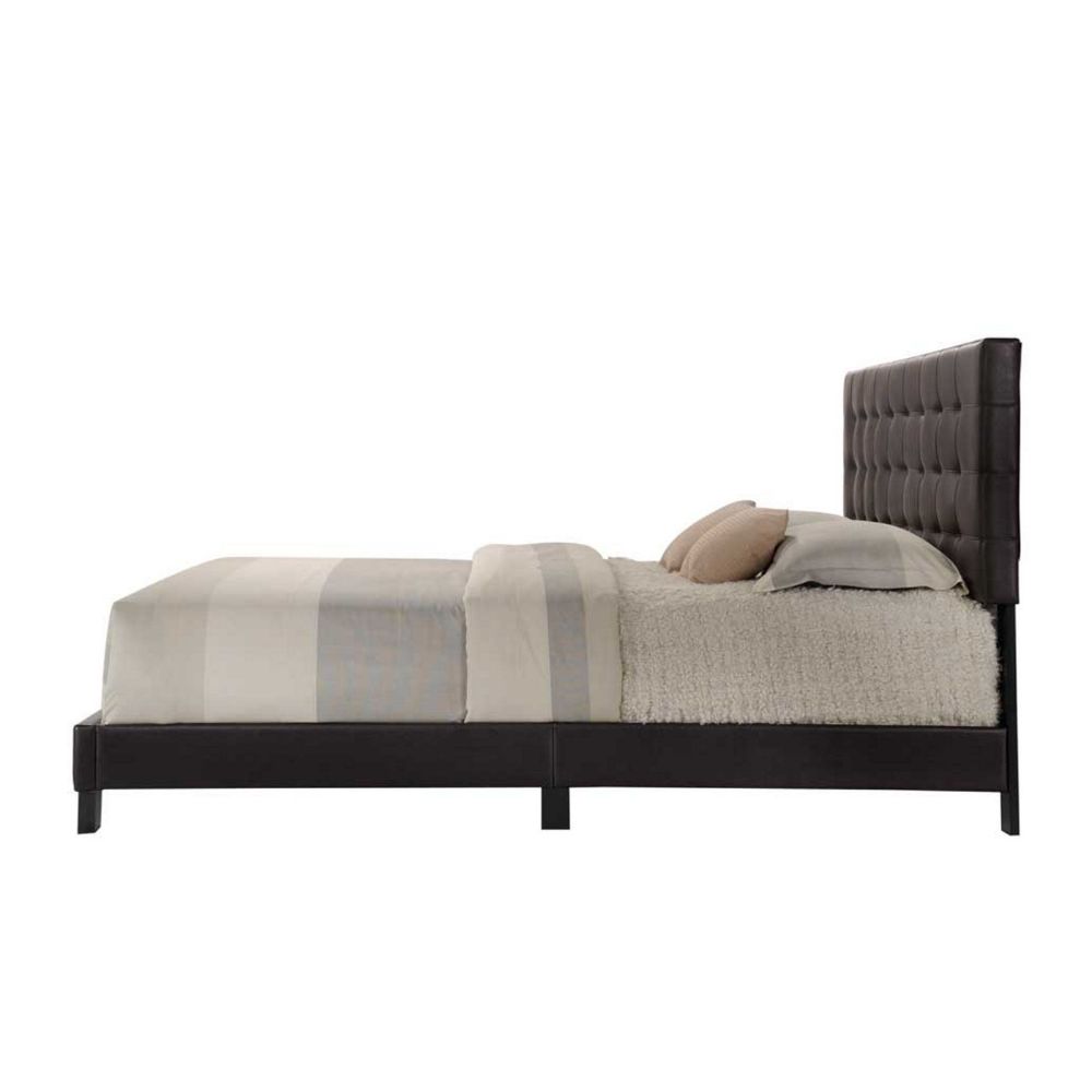 arlo queen bed, espresso synthetic leather