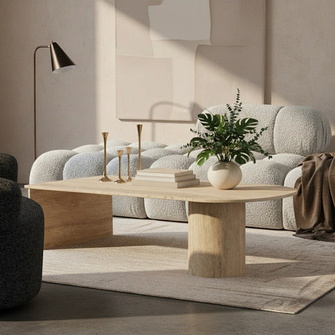 Linden Natural Travertine Coffee Table, 1 Piece