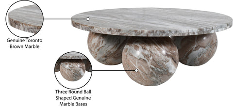 Delaney Brown Genuine Marble Coffee Table (4 Boxes), 1 Piece