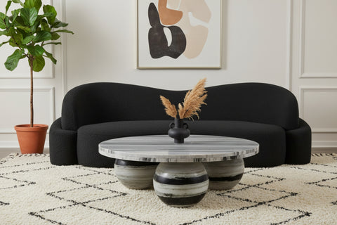 Delaney Panda Genuine Marble Coffee Table (4 Boxes), 1 Piece