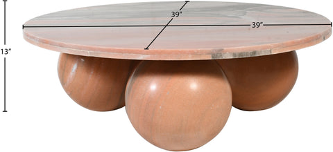 Delaney Pink Genuine Marble Coffee Table (4 Boxes), 1 Piece