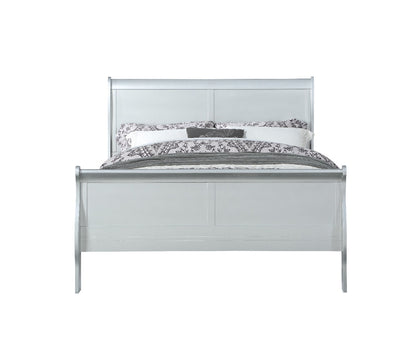 Amenia Philippe EK Bed, Platinum Finish