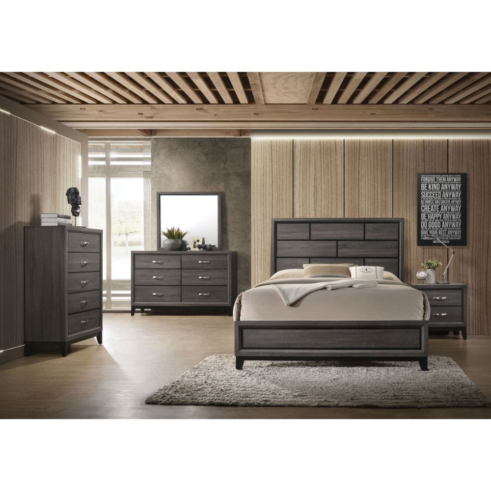 astrid ek bed, weathered gray finish