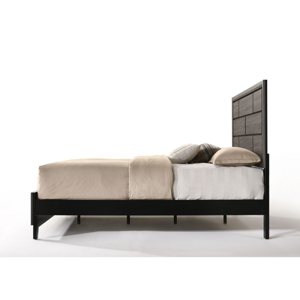 astrid queen bed, weathered gray finish