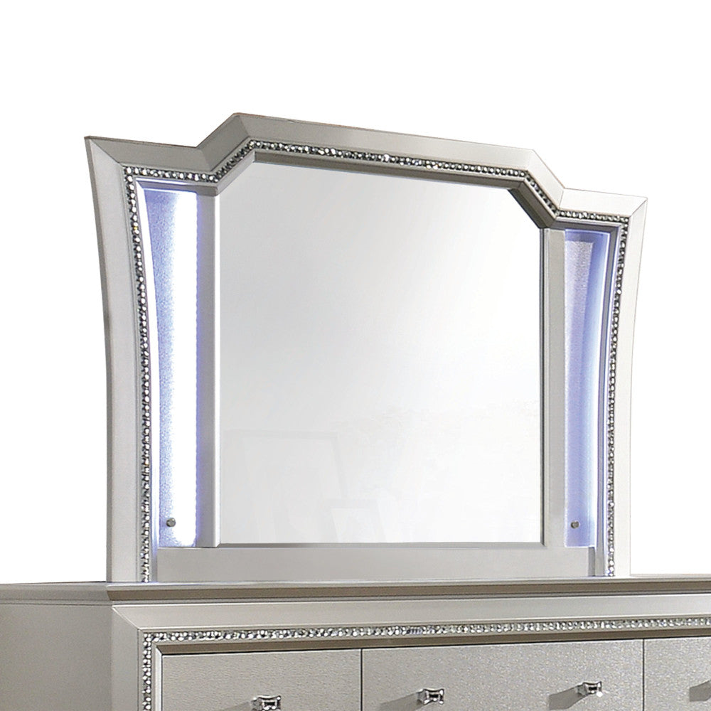 atalia mirror w/led, led & champagne finish