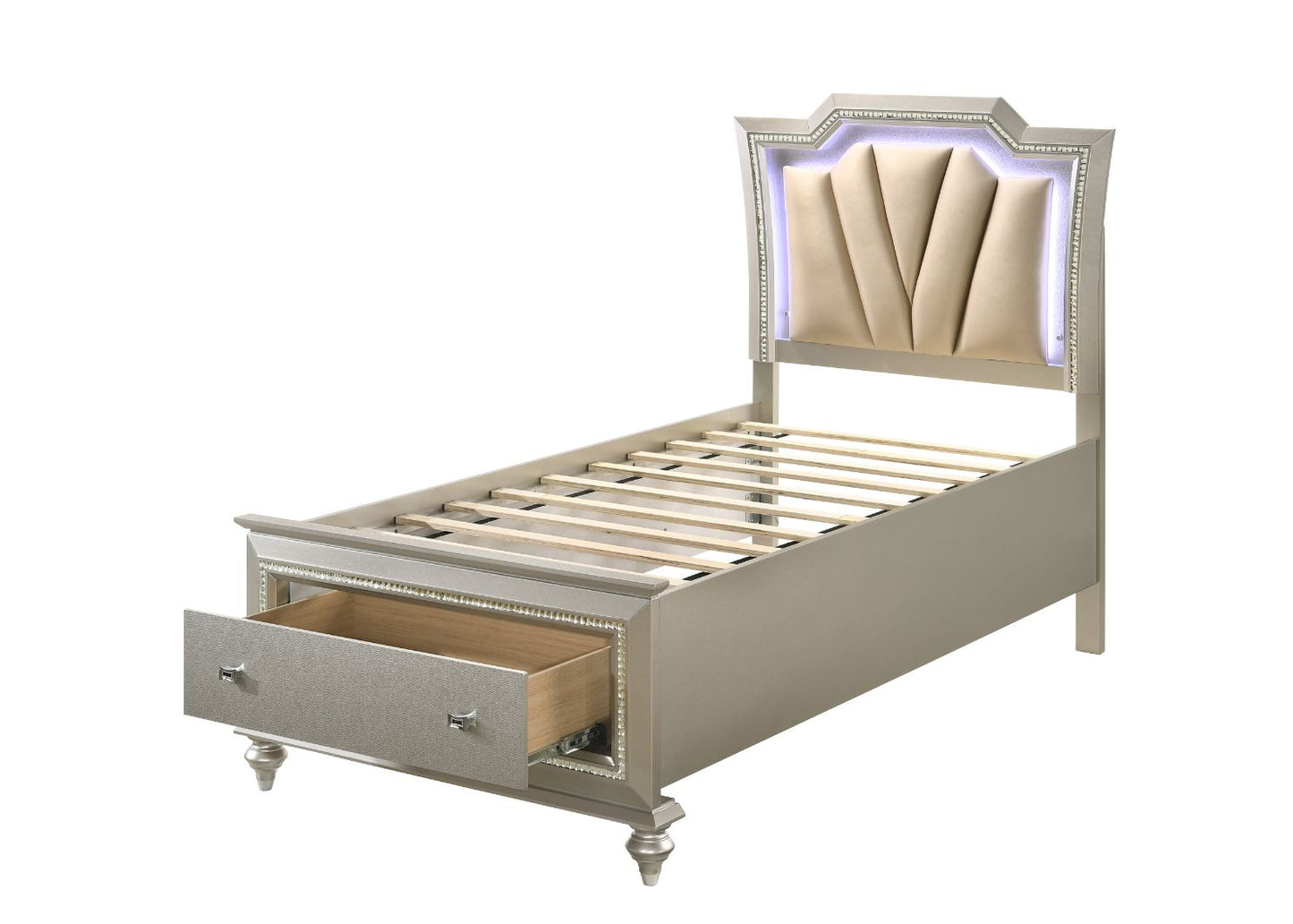 twin bed w/led & storage