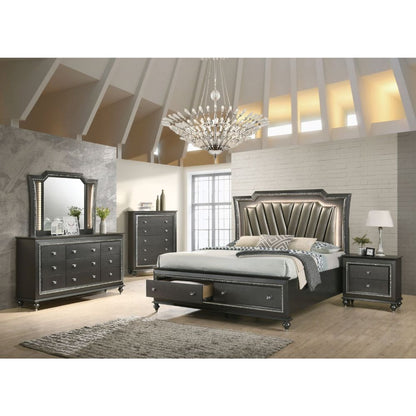 QUEEN BED W/LED & STORAGE