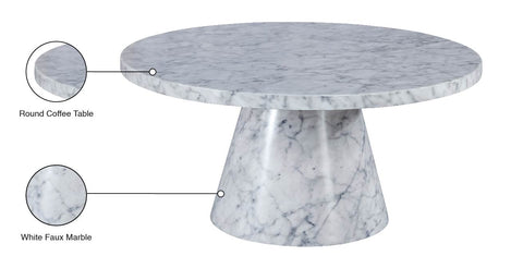 Kira White Faux Marble Coffee Table, 1 Piece