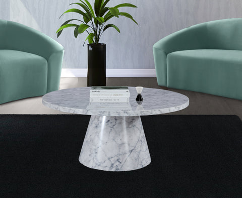 Kira White Faux Marble Coffee Table, 1 Piece