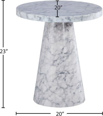 Nicola White Faux Marble End Table ET