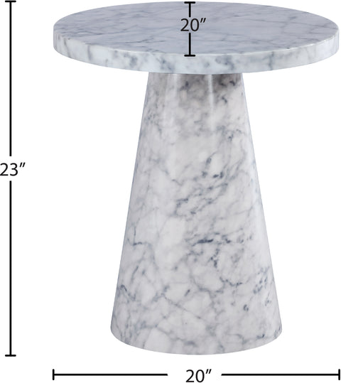 Kira White Faux Marble End / Side Table, 1 Piece