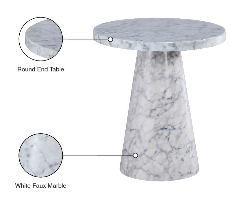 nicola white faux marble end table et