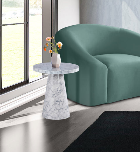Kira White Faux Marble End / Side Table, 1 Piece