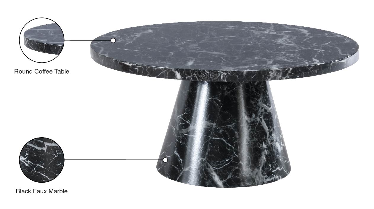 nicola black faux marble coffee table ct