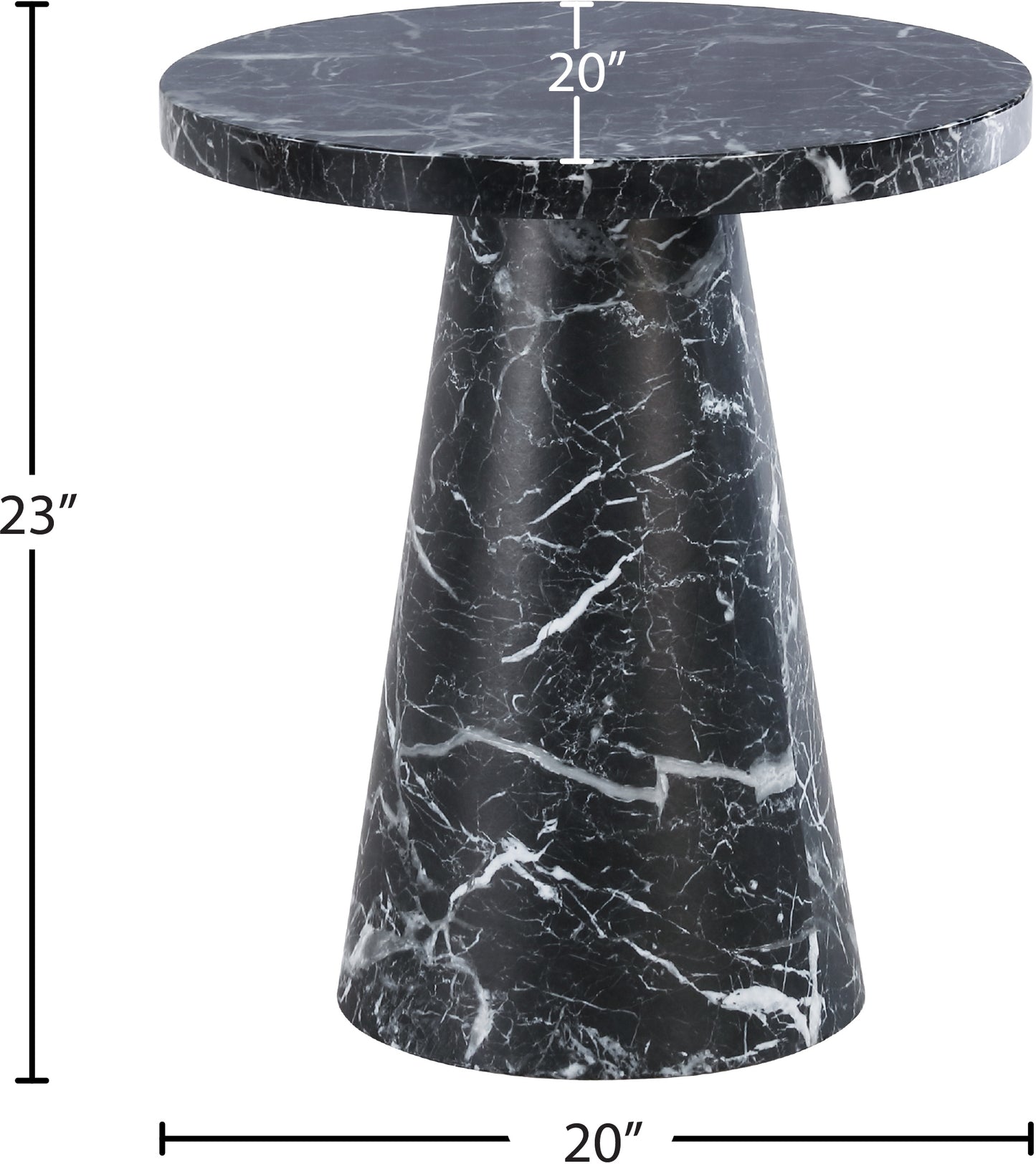 nicola black faux marble end table et