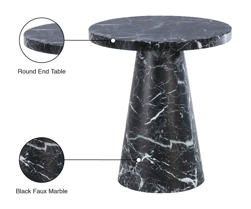 nicola black faux marble end table et