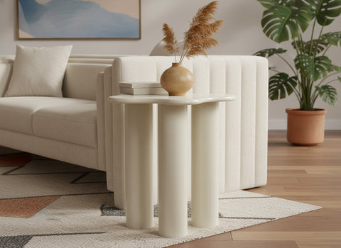 Selene Cream Iron End / Side Table, 1 Piece
