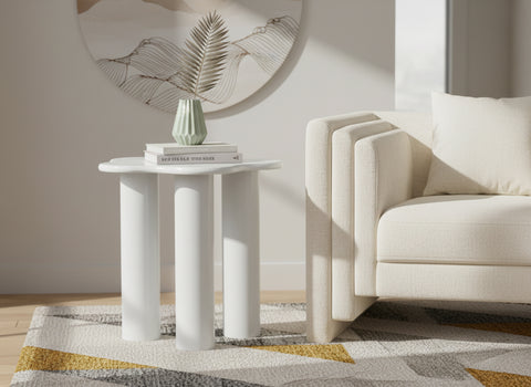 Selene White Iron End / Side Table, 1 Piece