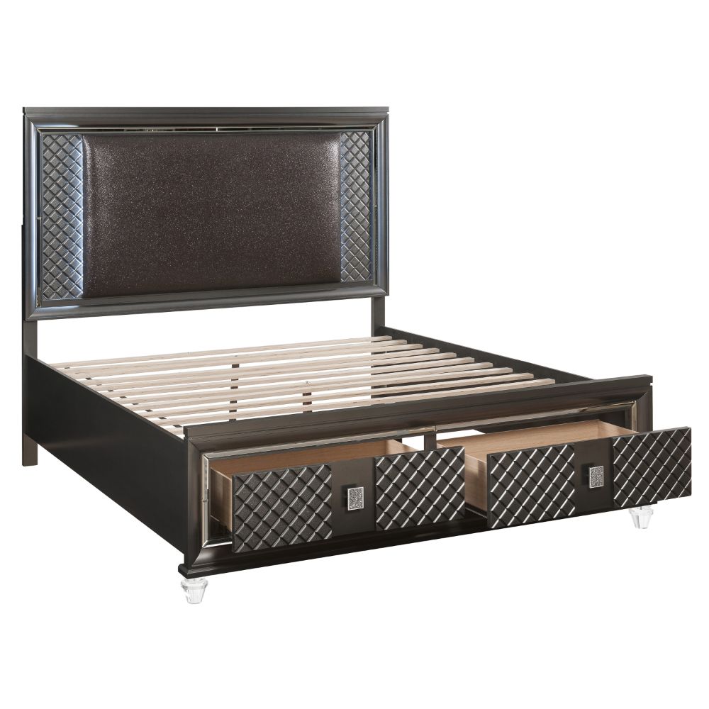 ek bed w/led & storage